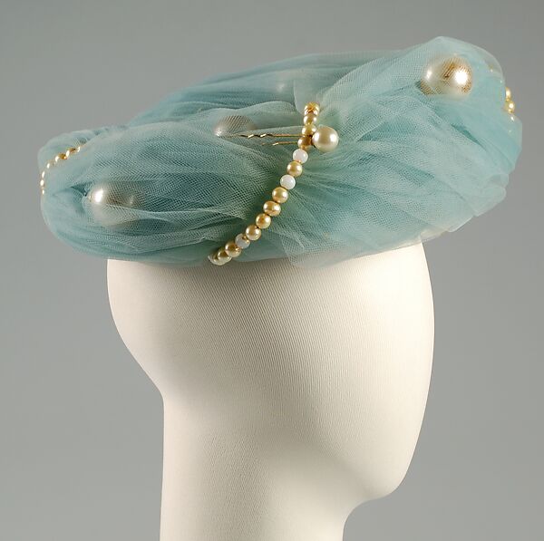 Evening hat, Attributed to Rose Valois (French), nylon, glass, plastic, French