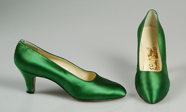 Evening pumps, Probably Salvatore Ferragamo (Italian, 1898–1960), Silk, Italian 