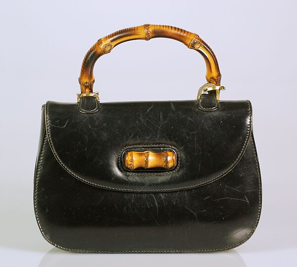 Bag, Gucci (Italian, founded 1921), Leather, wood, metal, Italian 