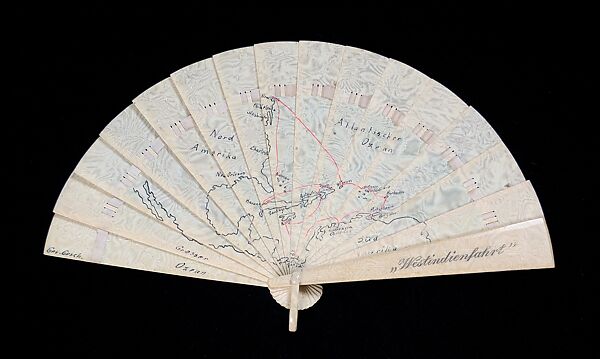 Brisé fan, plastic, silk, German 