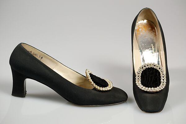 Evening pumps, Mr. David Evins (American, born England, 1909–1992), Silk, rhinestones, American 