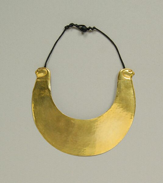 Necklace, Possibly Mary McFadden (American, born New York, 1938), Metal, silk, American 