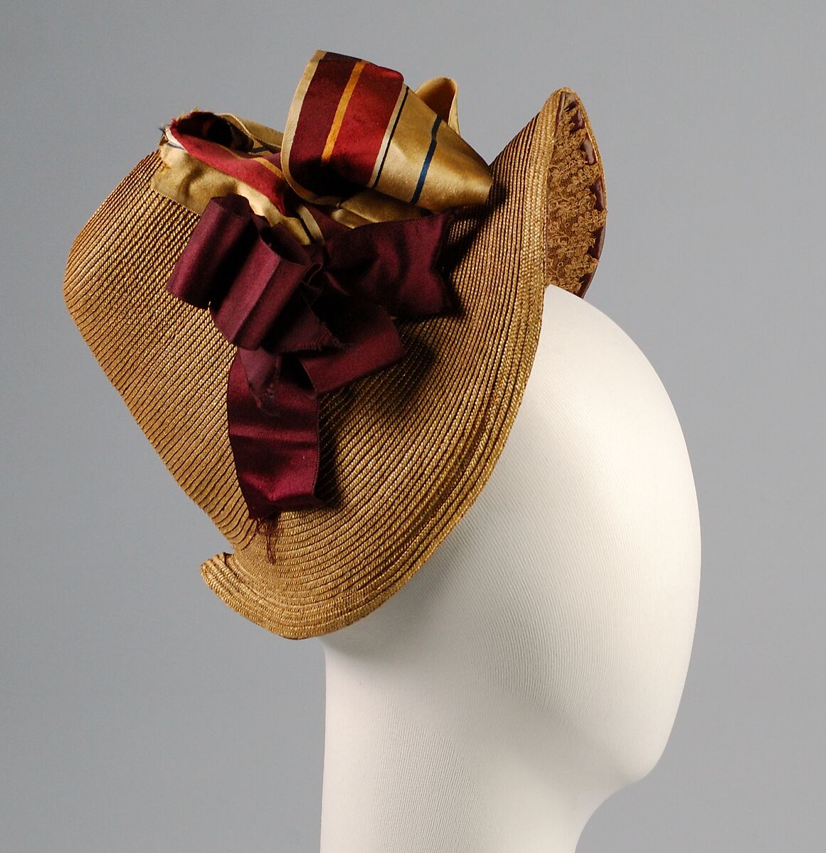 Hat, Straw, silk, linen, American 