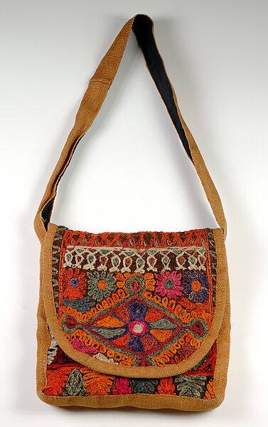 Shoulder bag, Thea Porter (British (born Israel), Jerusalem 1927–2000 London), Jute, wool, silk, British 