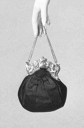 Evening bag, Silk, metal, metallic, probably French