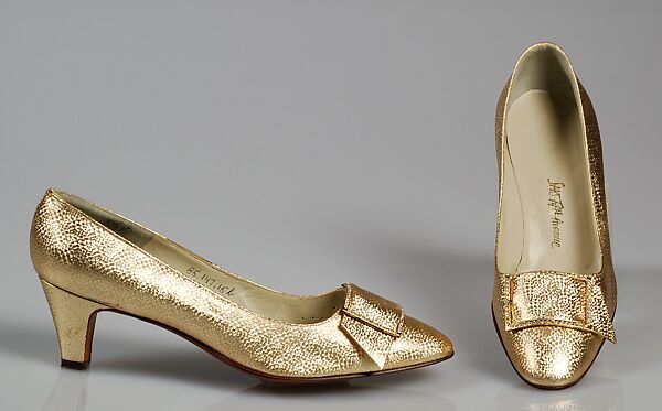 Evening pumps, Roger Vivier (French, 1913–1998), Leather, rhinestones, metal, French 