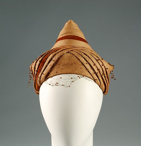 Hat, Robert Dudley (American, 1905–1992), Straw, silk, American 