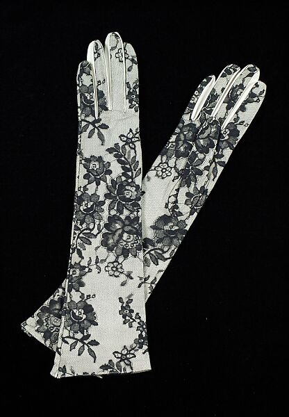 Evening gloves, Yves Saint Laurent (French, founded 1961), Silk, leather, French 