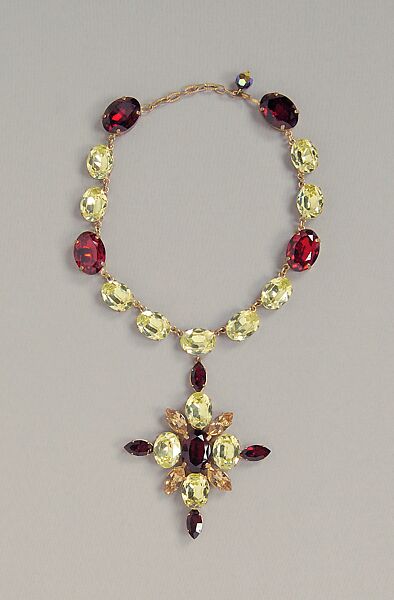 Necklace, Yves Saint Laurent (French, founded 1961), Glass, metal, French 