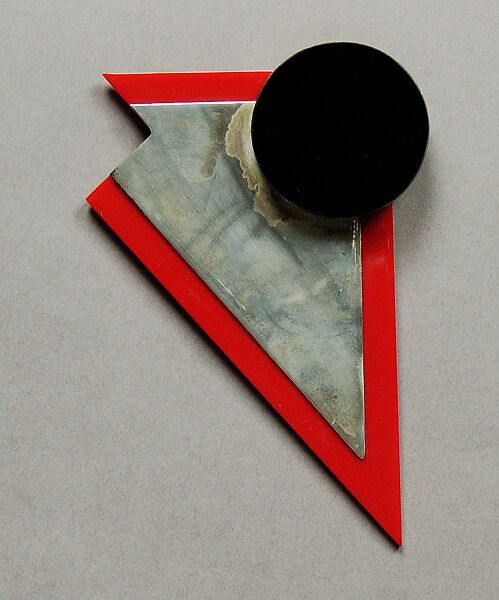 "The Right Angle Pin", Tess Sholom, metal, plastic, American 