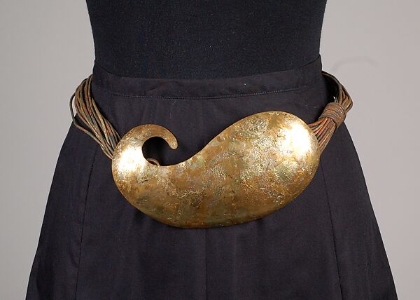 Belt, Tess Sholom, Metal, leather, American 