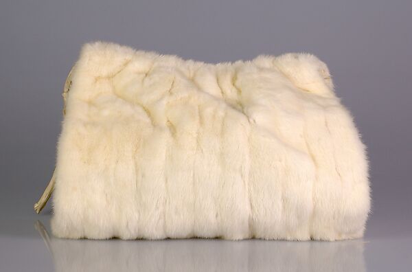 Evening muff, Fur, silk, American 