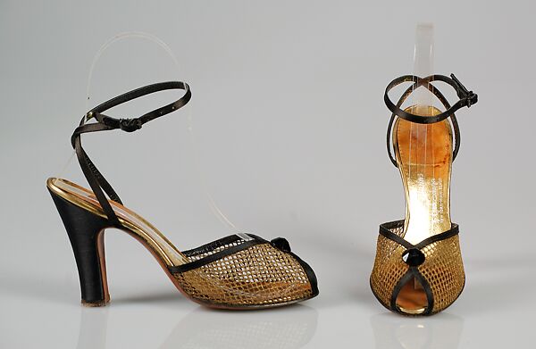 Evening shoes, Jack Schaffer, Silk, metallic, American 