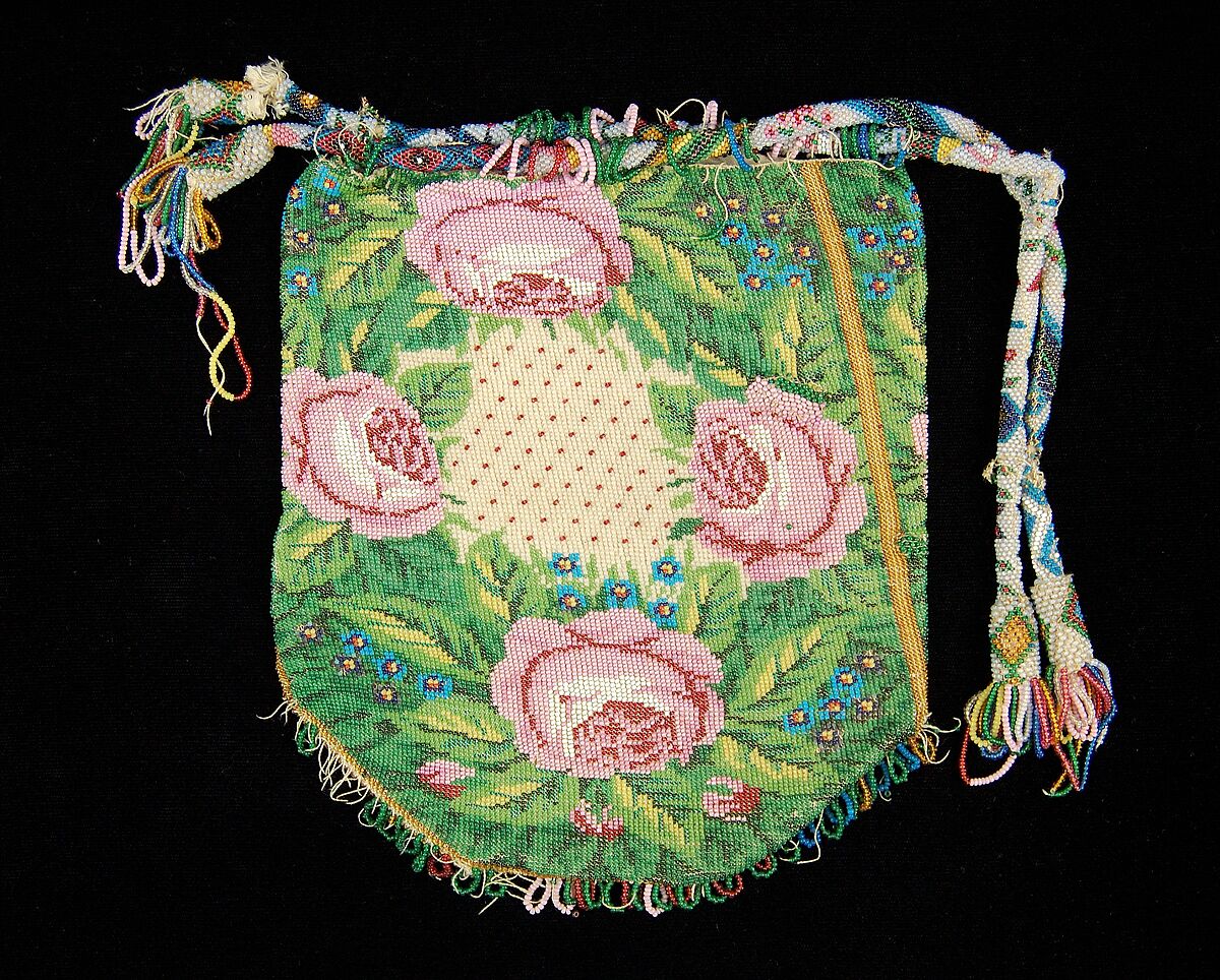 Pouch, Glass, linen, silk, Mexican 