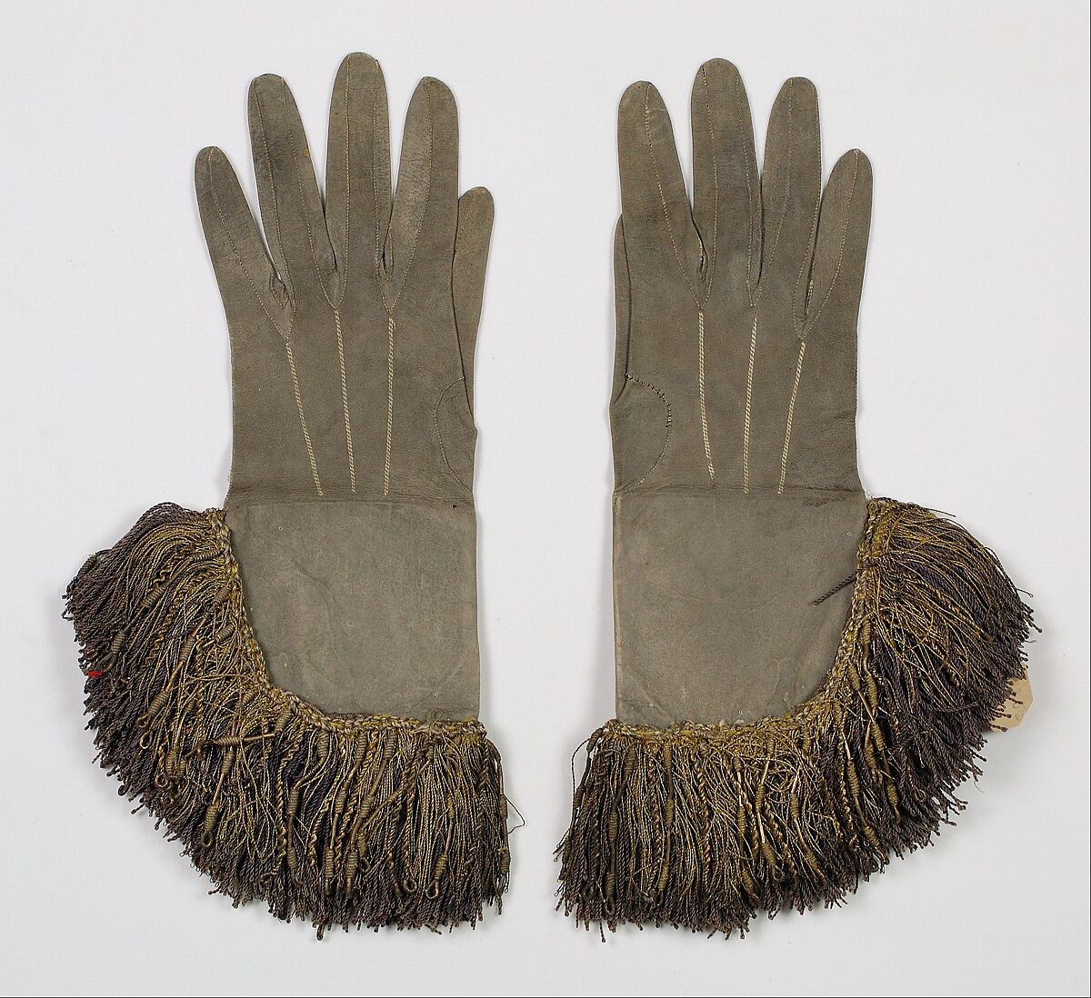 Gloves, Leather, silk, metallic, British 