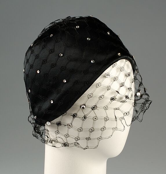 Cocktail cloche, Bergdorf Goodman (American, founded 1899), Silk, rhinestones, American 