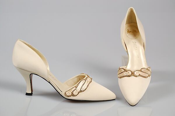 Evening shoes, Delman (American, founded 1919), Silk, synthetic; rhinestones, American 
