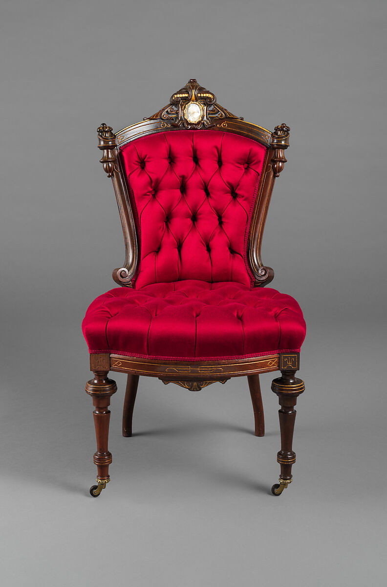 Side Chair, Attributed to John Jelliff (1813–1893), Rosewood, ash, mother-of-pearl, American