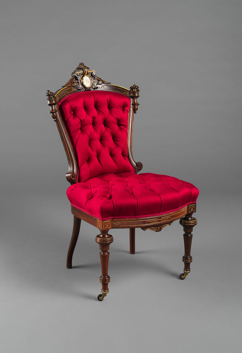 Side Chair, Attributed to John Jelliff (1813–1893), Rosewood, ash, mother-of-pearl, American 