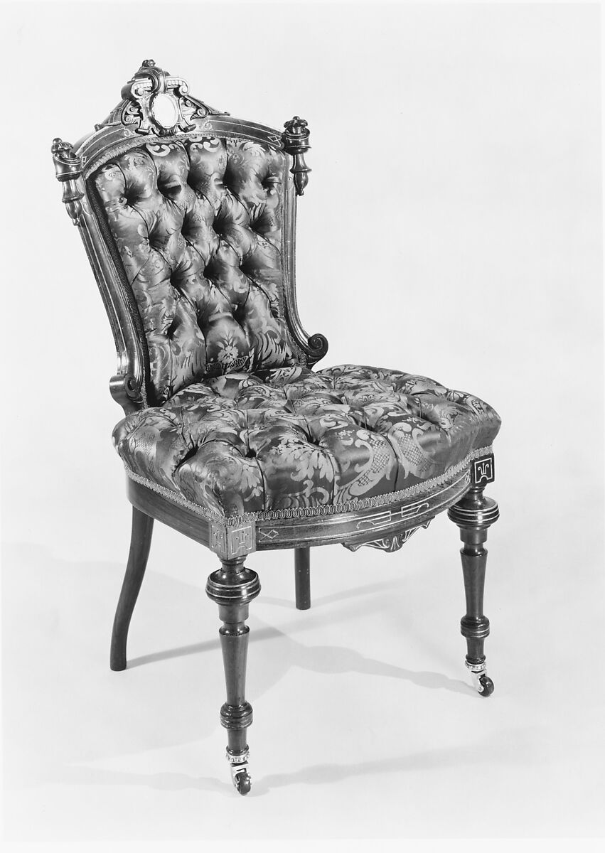 Side Chair, Attributed to John Jelliff (1813–1893), Rosewood, ash, mother-of-pearl, American