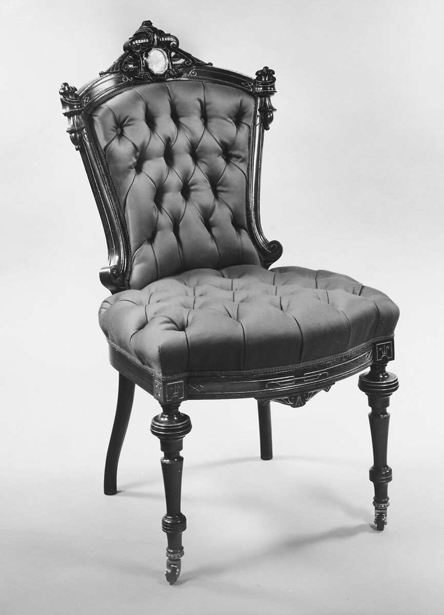 Side Chair, Attributed to John Jelliff (1813–1893), Rosewood, ash, mother-of-pearl, American
