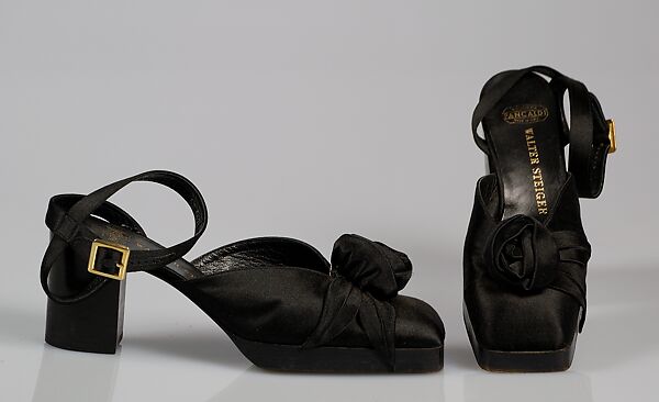 Evening shoes, Walter Steiger (French, born Geneva, 1942), Silk, Italian 