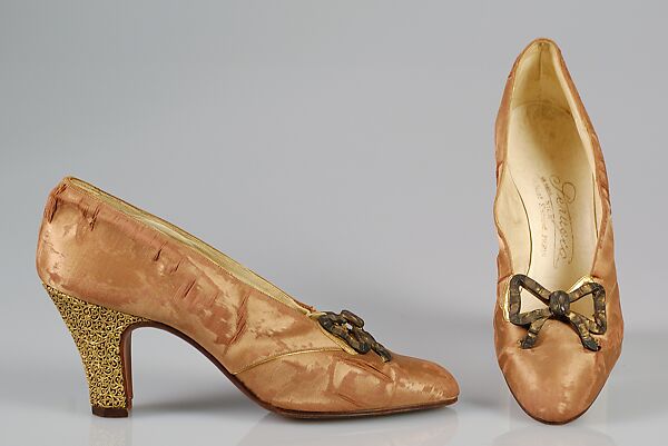 Evening pumps, André Perugia (French, 1893–1977), Silk, metal, French 