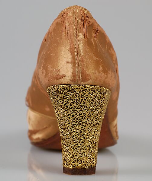 Evening pumps, André Perugia (French, 1893–1977), Silk, metal, French
