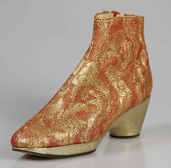 Evening boots, Beth Levine (American, Patchogue, New York 1914–2006 New York), Silk, metallic, leather, American 
