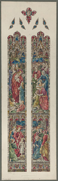 Design for a stained glass window, Louis C. Tiffany (American, New York 1848–1933 New York), American 