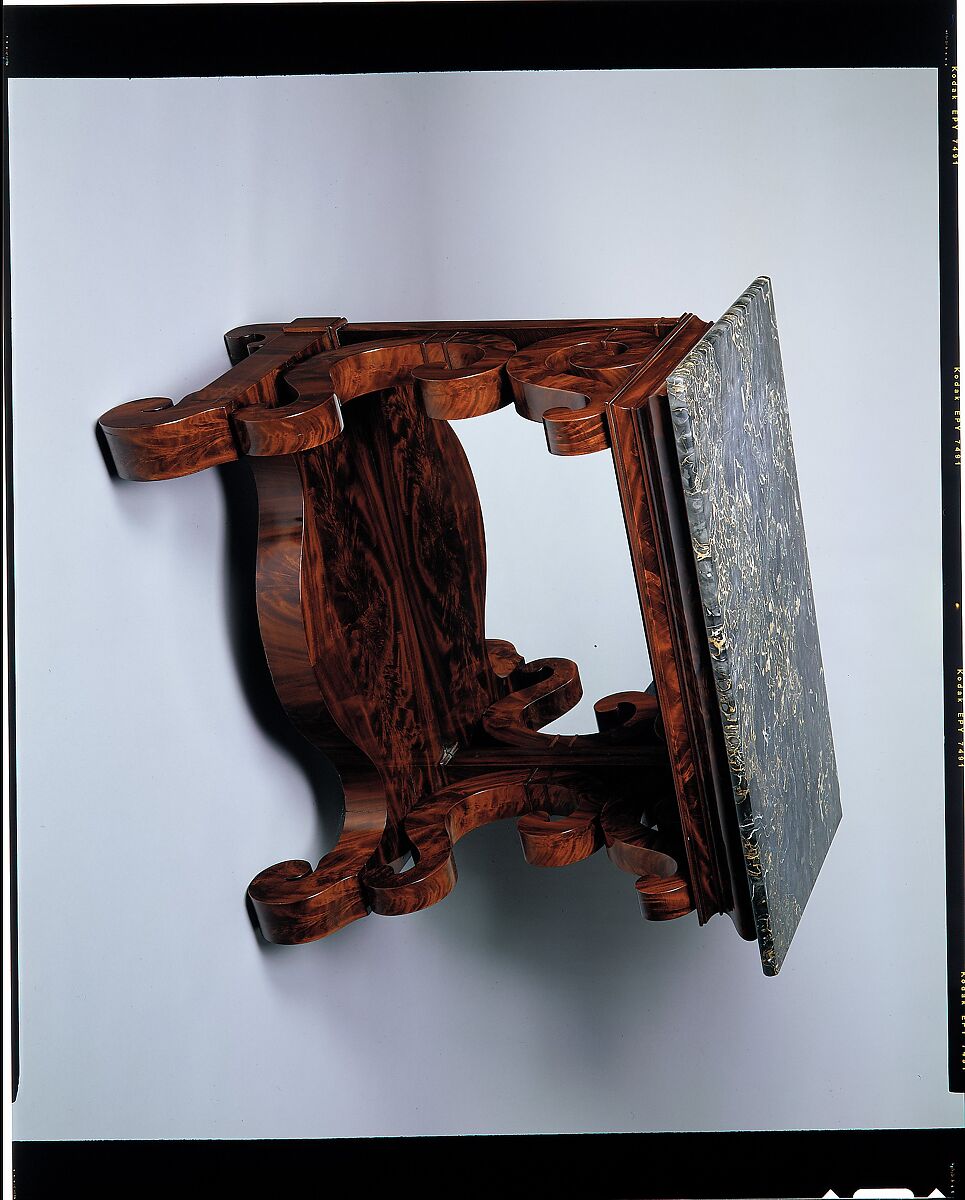 Pier Table, Joseph Meeks &amp; Sons (American, New York, 1829–35), Mahogany veneer, mahogany; pine, ash (secondary woods); marble, glass, American