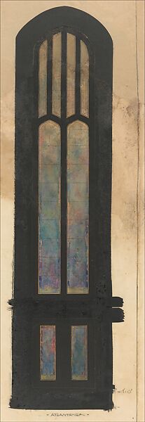 Design for a single lancet window, Louis C. Tiffany (American, New York 1848–1933 New York), Watercolor, graphite, black wash, and black pen on paper, American
