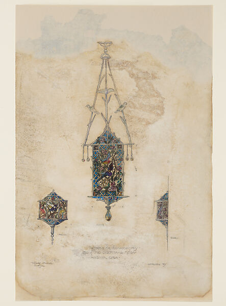 "Fixtures for Conservatory, Residence of Mrs. Josefina de Mesa, Habana, Cuba", Louis C. Tiffany (American, New York 1848–1933 New York), Transparent and opaque watercolor and graphite on paper, American