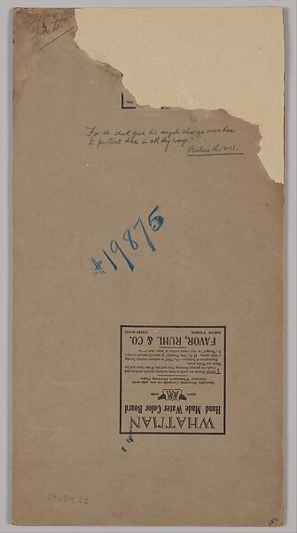 "Suggestion for Window, Mr. J.S. Meredith, London, Ontario, Canada, To Be Placed In, St. Paul's Cathedral, London, Ontario", Louis C. Tiffany (American, New York 1848–1933 New York), Transparent and opaque watercolor, ink, and graphite on paper mounted on paperboard with window mat, American