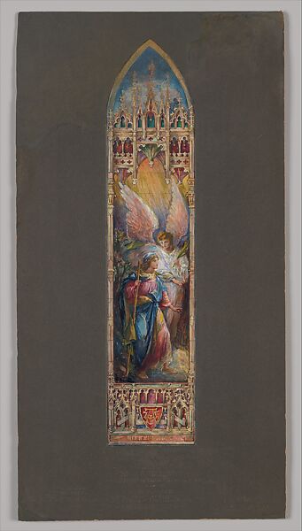 Design for a window, Louis C. Tiffany (American, New York 1848–1933 New York), Watercolor, gouache, graphite, and ink on paper, American 