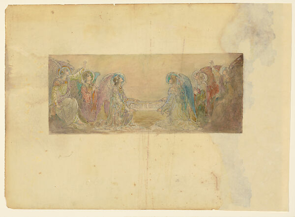 Design for a mosaic reredos, St. Matthew's Episcopal Church, Worcester, Massachusetts, Louis C. Tiffany (American, New York 1848–1933 New York), Watercolor and graphite on artist’s board, American