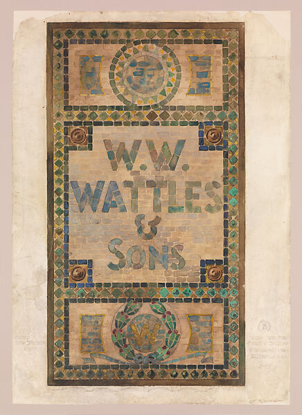 Design for a mosaic wall panel, Louis C. Tiffany (American, New York 1848–1933 New York), Transparent, and opaque watercolor, and graphite on artist's board, American 