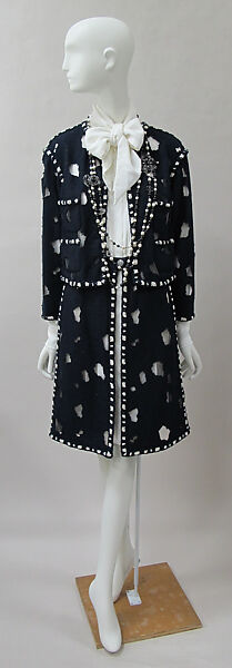 Ensemble, House of Chanel (French, founded 1910), cotton, acrylic, nylon, polyester, leather, metal, French
