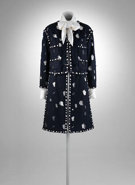 Ensemble, House of Chanel (French, founded 1910), cotton, acrylic, nylon, polyester, leather, metal, French 