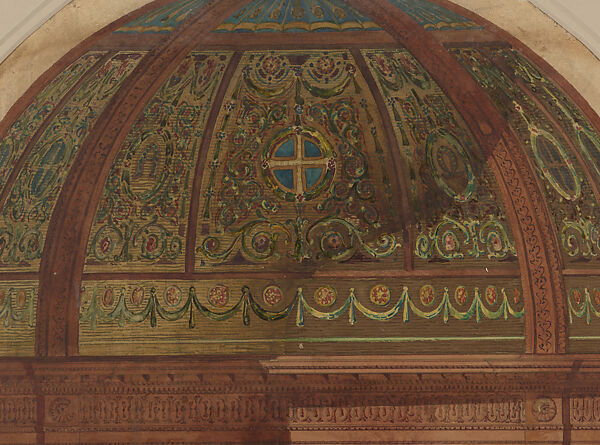 Design for Chancel, Saint Michael's Church, Charleston, South Carolina, Louis C. Tiffany (American, New York 1848–1933 New York), Transparent and opaque watercolor, metallic paint, and graphite on paper mouted on paperboard, American