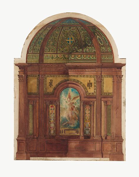 Design for Saint Michael's Church, Charleston, South Carolina, Louis C. Tiffany (American, New York 1848–1933 New York), Watercolor, pen and metallic ink, and graphite pencil on artist board, American 