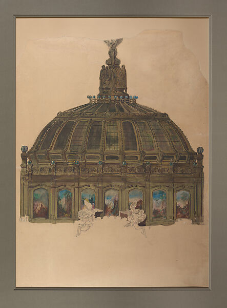 Design for the central dome of the Palacio de Bellas Artes in Mexico City, Louis C. Tiffany (American, New York 1848–1933 New York), Watercolor, gouache, brown and black ink, and graphite on board, American 