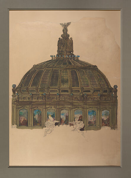 Design for the central dome of the Palacio de Bellas Artes, Mexico City, Louis C. Tiffany (American, New York 1848–1933 New York), Transparent and opaque watercolor, brown and black ink, and graphite on board, American