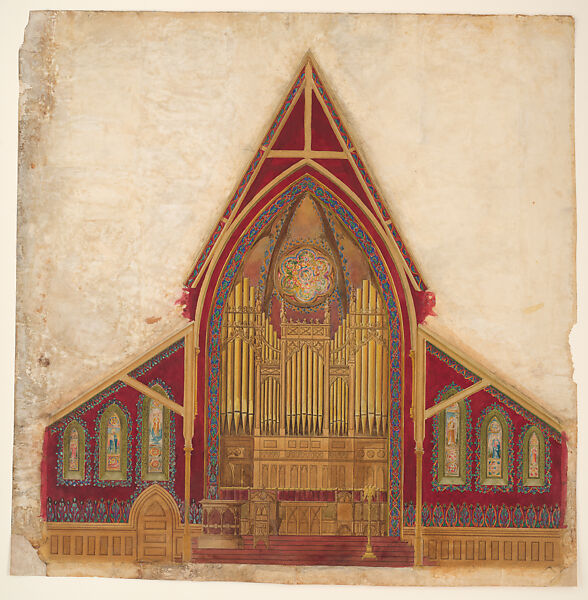 Design for Chancel, Louis C. Tiffany (American, New York 1848–1933 New York), Transparent and opaque watercolor, and graphite on paper, American