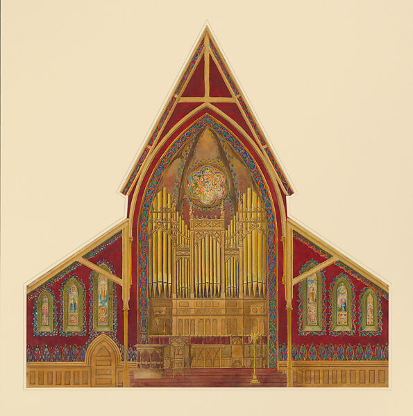 Design for chancel, Louis C. Tiffany (American, New York 1848–1933 New York), Watercolor, gouache, pen and brown ink, graphite, American 