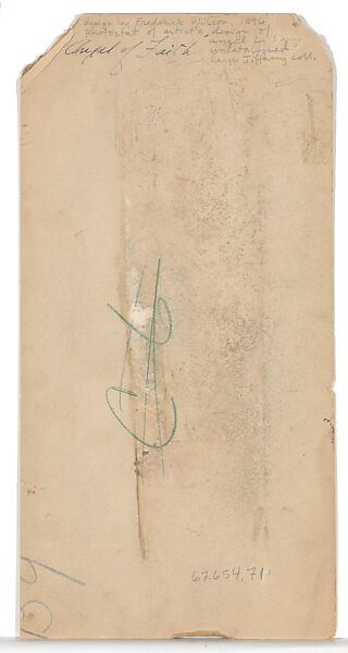 Design for "Angel of Faith" window, Louis C. Tiffany (American, New York 1848–1933 New York), Watercolor, gouache, and graphite on paper [photostat?] mounted on board, American