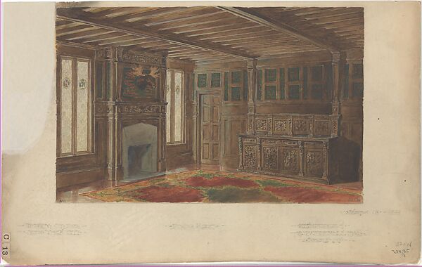 Design for dining room, residence of A.H. Mitchell Esq., Louis C. Tiffany (American, New York 1848–1933 New York), Watercolor and graphite on board, American