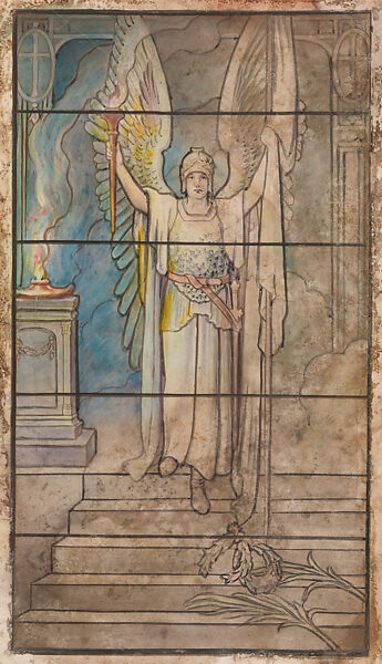 Design for window, Louis C. Tiffany (American, New York 1848–1933 New York), Photostat colored with gouache and watercolor in original matt, American