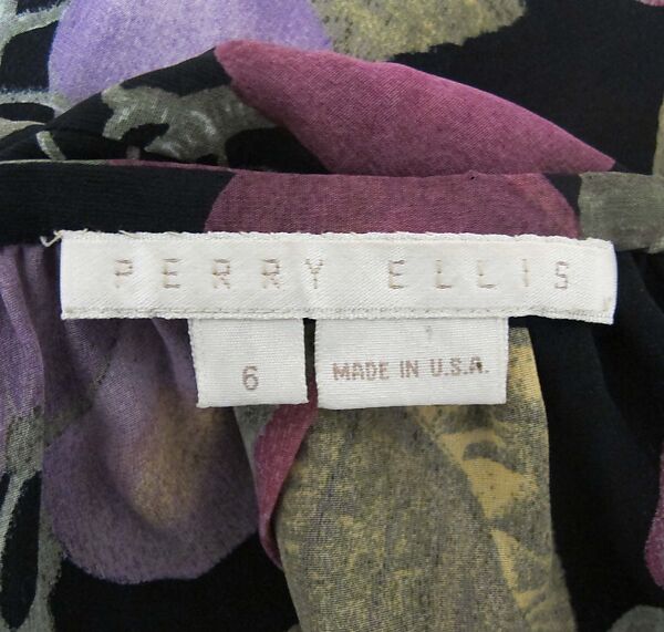 Ensemble, Perry Ellis Sportswear Inc. (American, founded 1978), silk, mother-of-pearl, metal, American