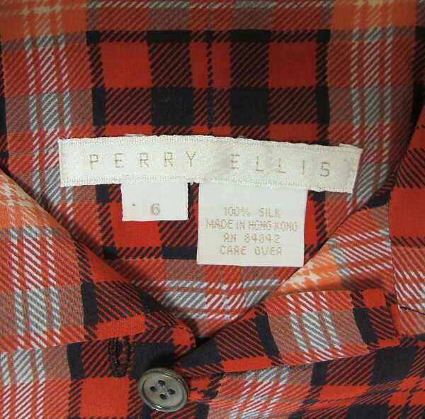 Ensemble, Perry Ellis Sportswear Inc. (American, founded 1978), silk, mother-of-pearl, metal, American